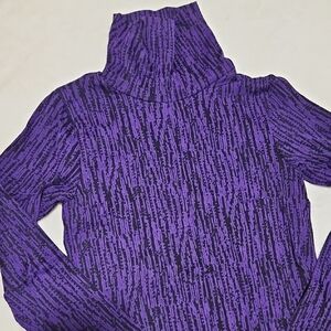 Athleta Purple and Black Patterned Turtle Neck Top